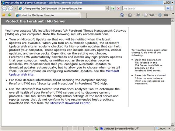 Forefront threat management gateway tmg