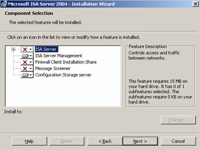 Isa 2004 active directory not configured